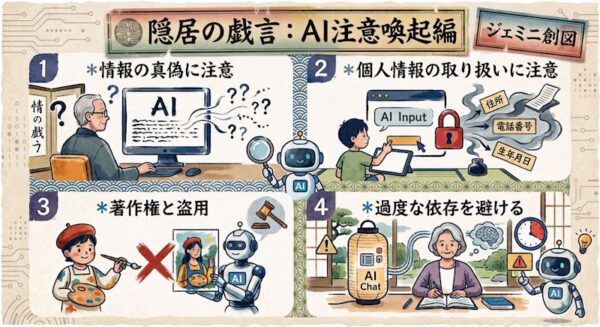 「AI初心者向けの注意喚起」のイメージ画