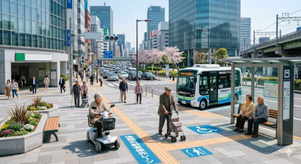 後期高齢者の移動手段のイメージ画「※Gemini（Google AI）により生成」
