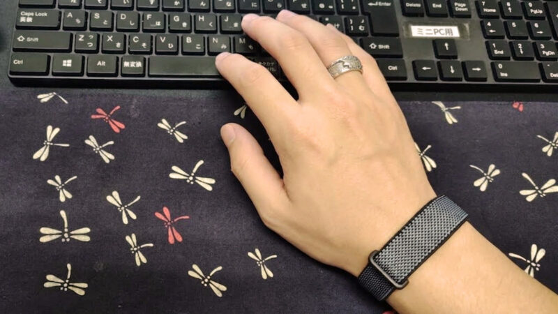GoogleFitbitAirを青年の腕に装着byGemini 